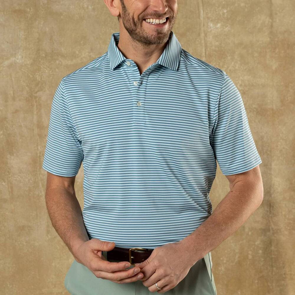 NEW DUCK HEAD long drive performance polo in sunwashed blue